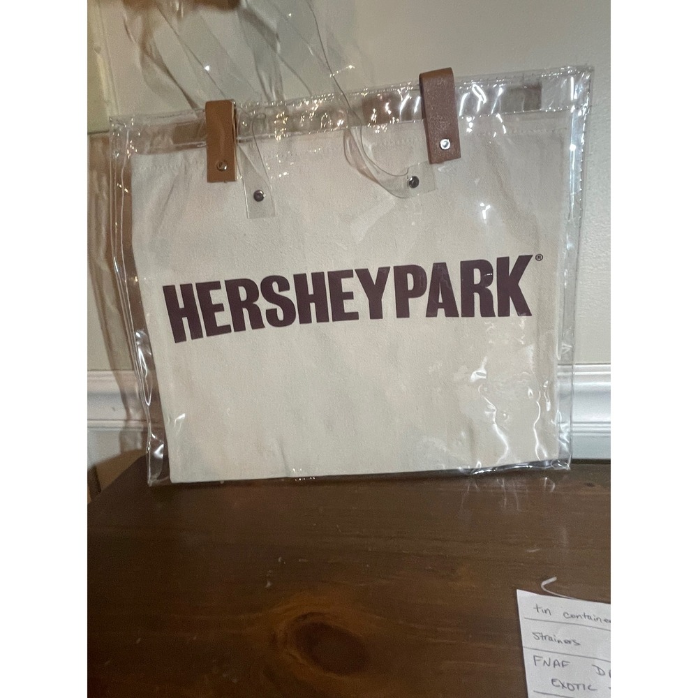 Hersheypark Clear PVC Canvas Tote Bag Stadium Approved Souvenir Cream Tan New